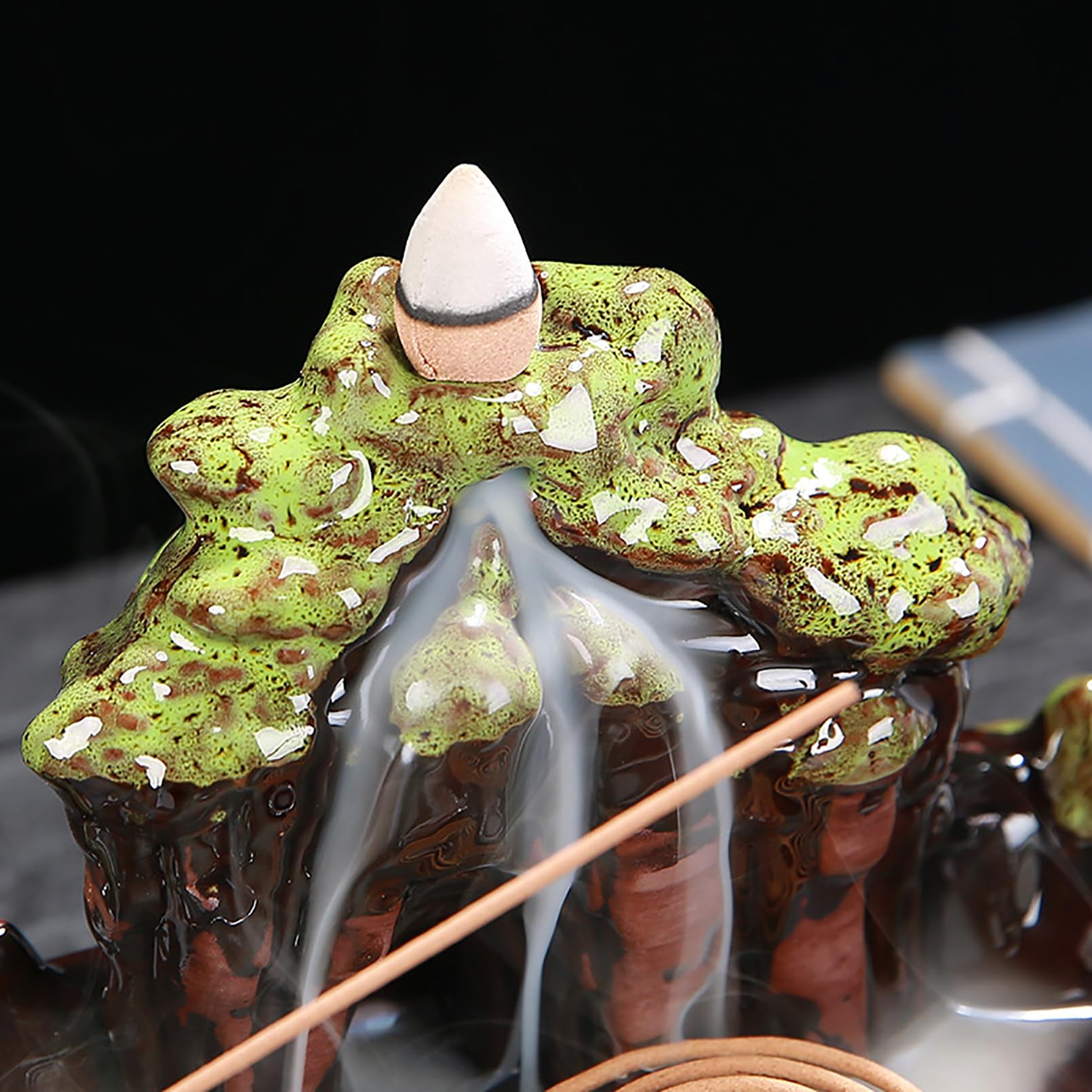 Pevfeciy Backflow incense burner waterfall riverside fisherman
